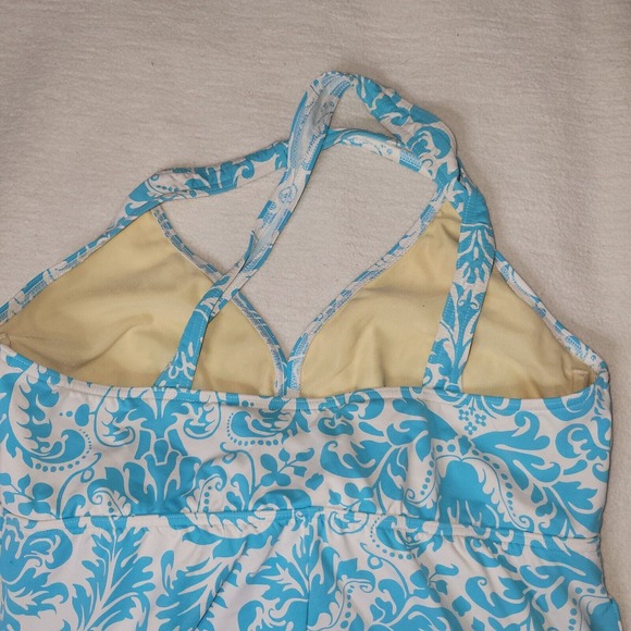 Lands End Swim Top Womens Sz 16 D Blue Modest Tank Neck Pool Strap Plus Size - Picture 8 of 12